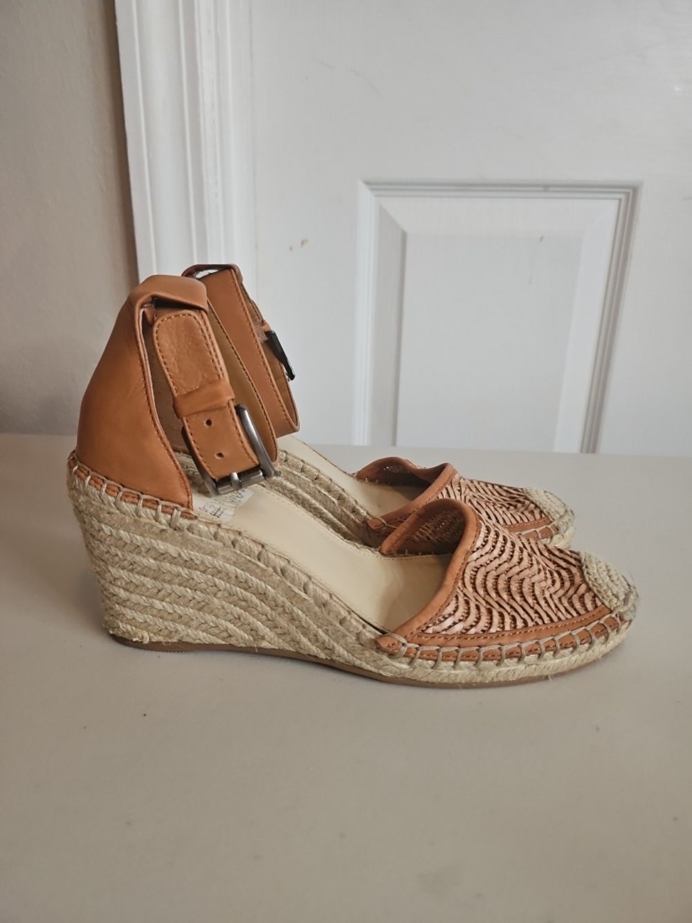 Vince Camuto Brown Woven High Heel Espadrille Wedges Women's Size 7 1/5